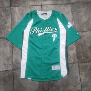 True Fan Men's Small Philadelphia Phillies St Patrick's Day Green MLB Jersey